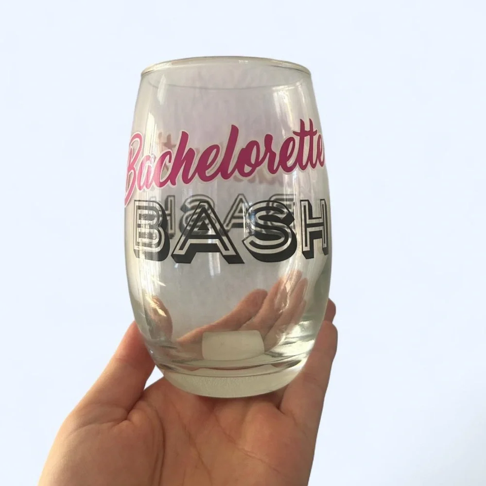 Cristar Bachelorette Bash Stemless Glasses, Set of 4, 15oz Each, Party Set- NEW